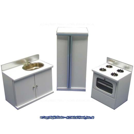 3 pc Contemporary Dollhouse Kitchen Set
