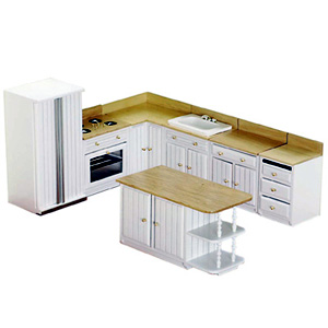 Dollhouse 7 pc Lower Cabinet Sets - White & Oak