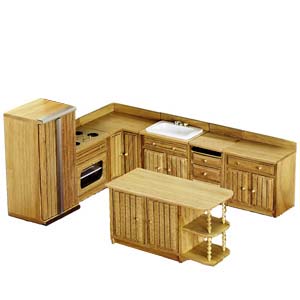 Dollhouse 7 pc Lower Cabinet Sets - All Oak